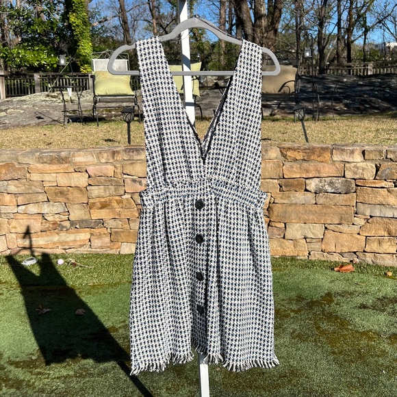 ZARA Tweed Button-Front Pinafore Mini Dress - Picture 1 of 16